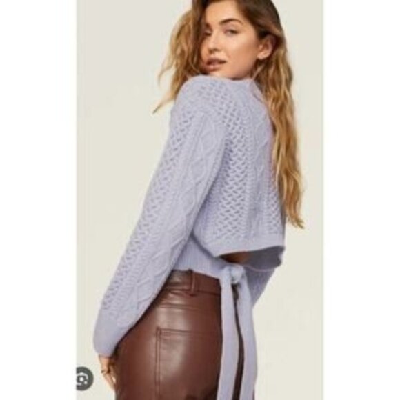 Rails Amy Sweater in Lavender Cableknit Tie Back Women's Medium - Picture 1 of 10
